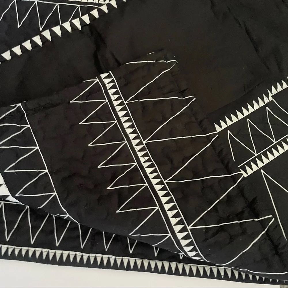 Andency Boho Tribal black and white quilted pillow shams set of two geometric